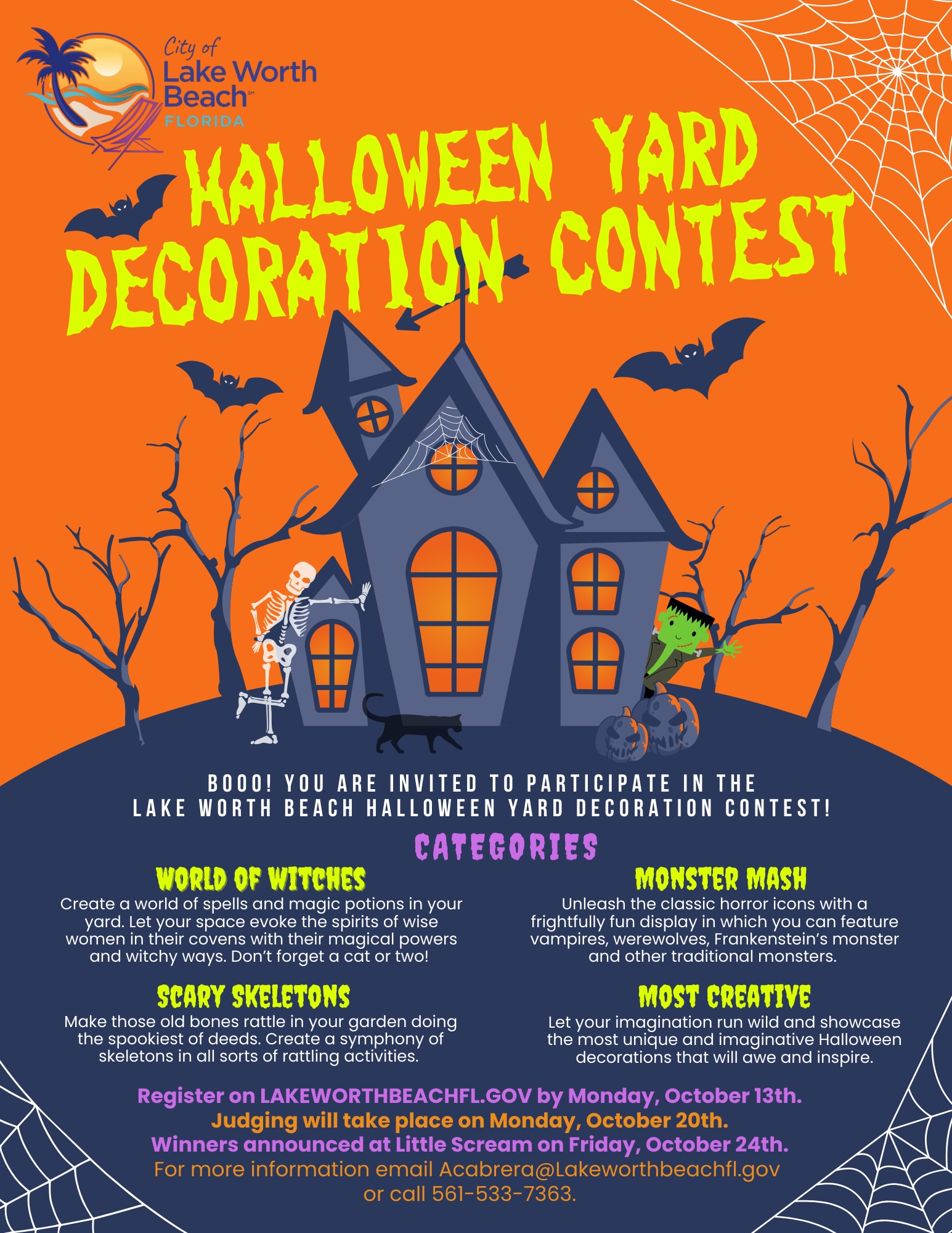 Halloween yard decorating contest categories and poster